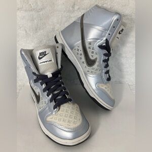 Nike-2010 Vtg, Women's Grey Metallic/White Mesh, Hi Top, Athletic, Sneaker. Sz-7